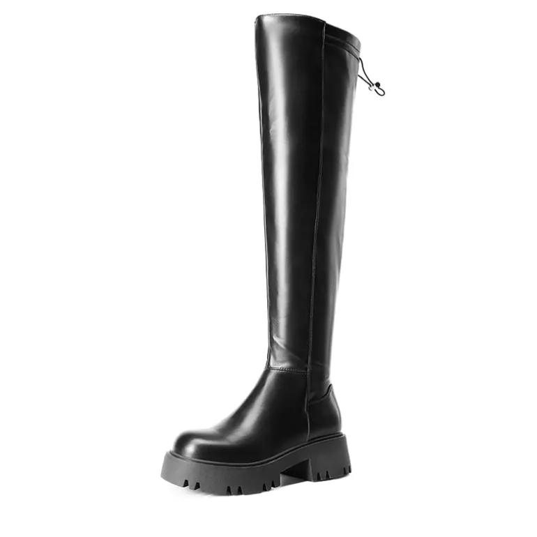 Lug Sole Over The Knee Boots