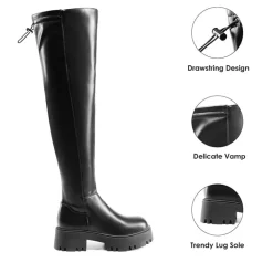 Lug Sole Over The Knee Boots