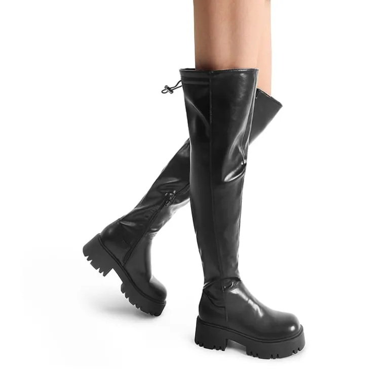 Lug Sole Over The Knee Boots