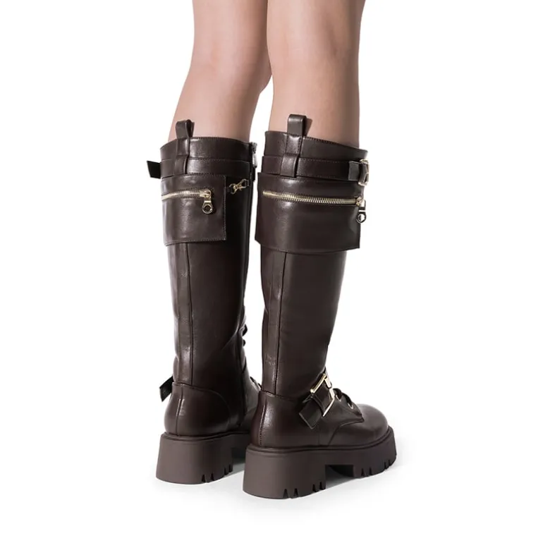 Lug Sole Platform Motorcycle Boots