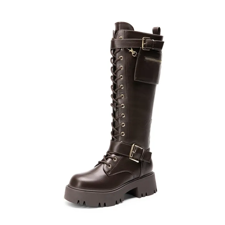 Lug Sole Platform Motorcycle Boots