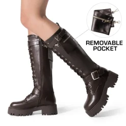 Lug Sole Platform Motorcycle Boots