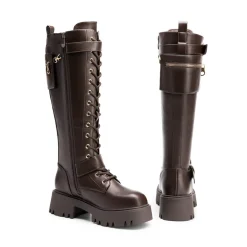 Lug Sole Platform Motorcycle Boots