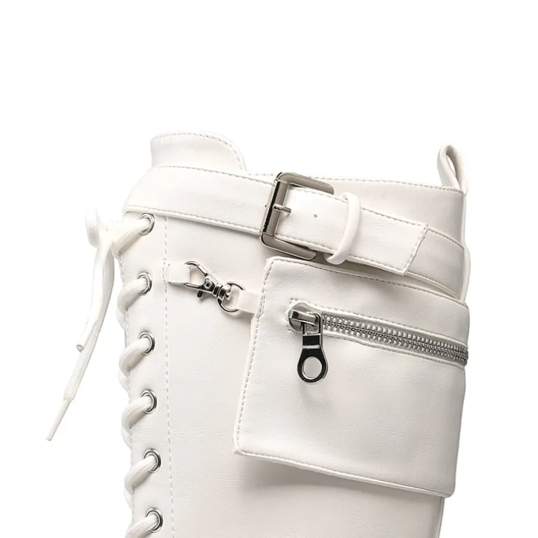 Lug Sole Platform Motorcycle Boots