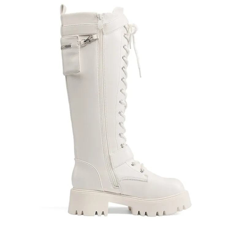 Lug Sole Platform Motorcycle Boots