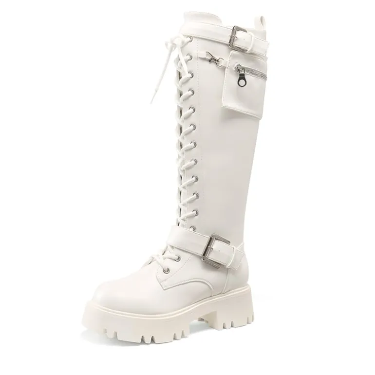 Lug Sole Platform Motorcycle Boots