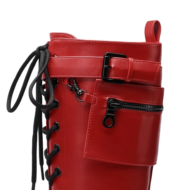 Lug Sole Platform Motorcycle Boots