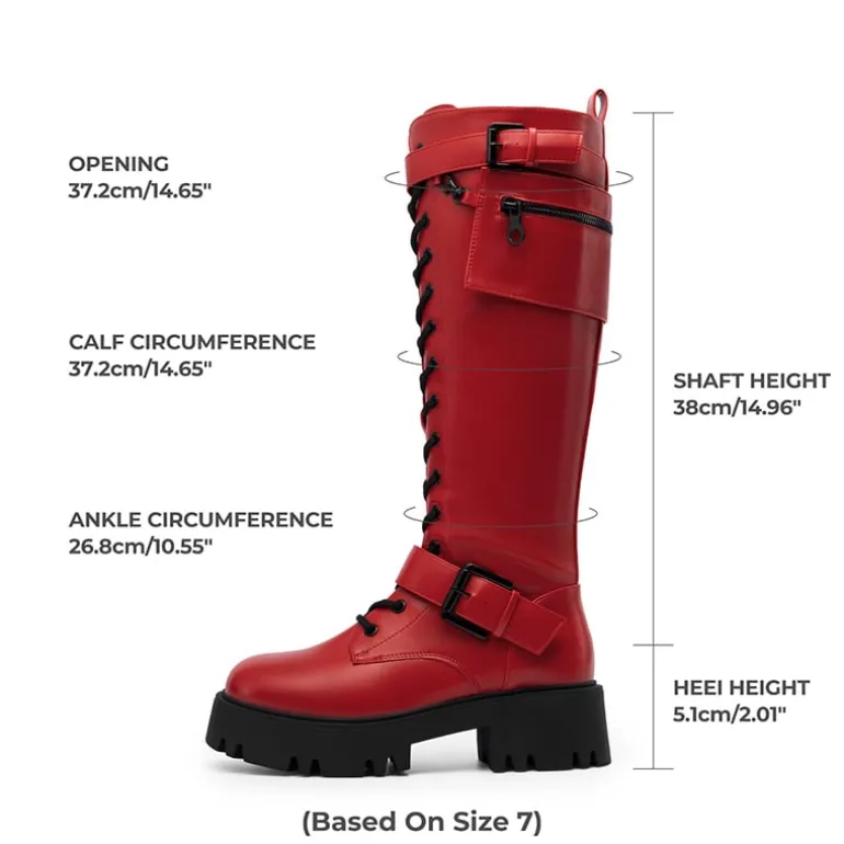Lug Sole Platform Motorcycle Boots