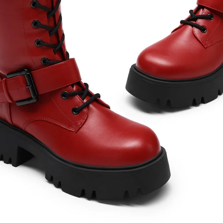 Lug Sole Platform Motorcycle Boots