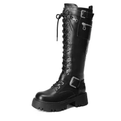 Lug Sole Platform Motorcycle Boots