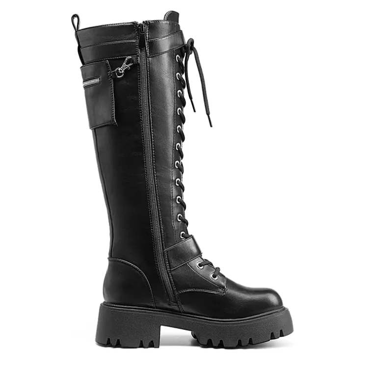 Lug Sole Platform Motorcycle Boots