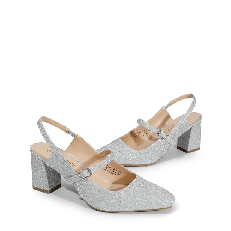 Mary Jane Slingback Chunky Heel Pumps