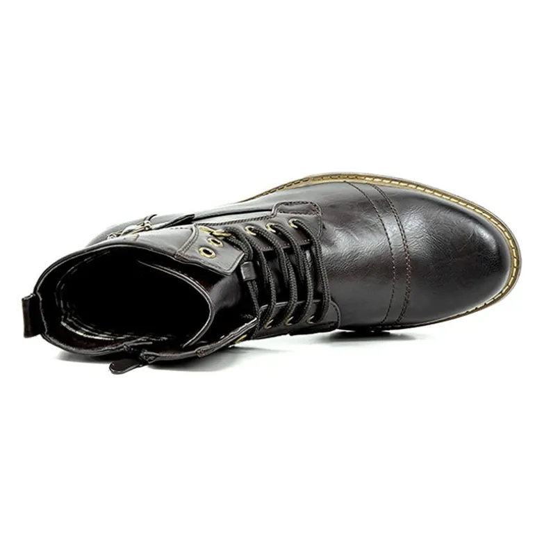 Men's Vegan Leather Motorcyle Combat Boots
