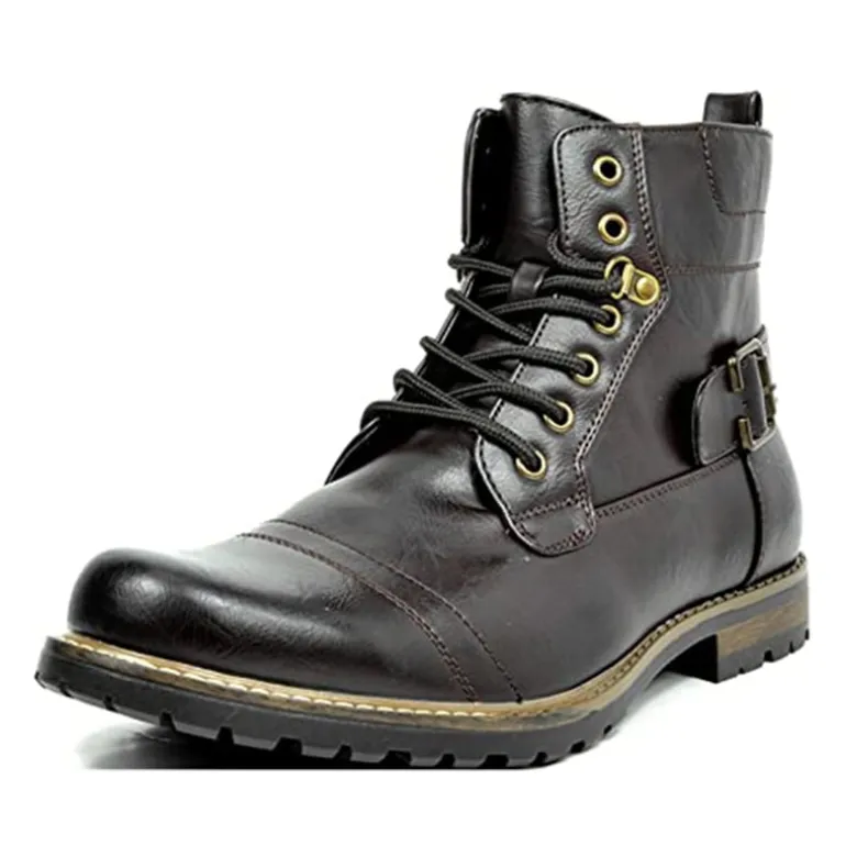 Men's Vegan Leather Motorcyle Combat Boots