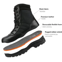Men's Wide Width Leather Tactical Work Boots