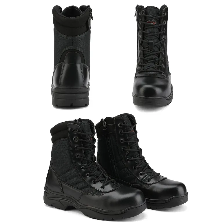 Men's Wide Width Leather Tactical Work Boots