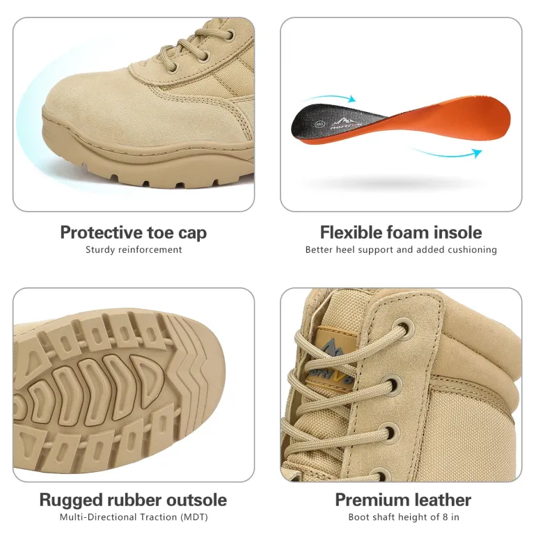 Men's Wide Width Leather Tactical Work Boots
