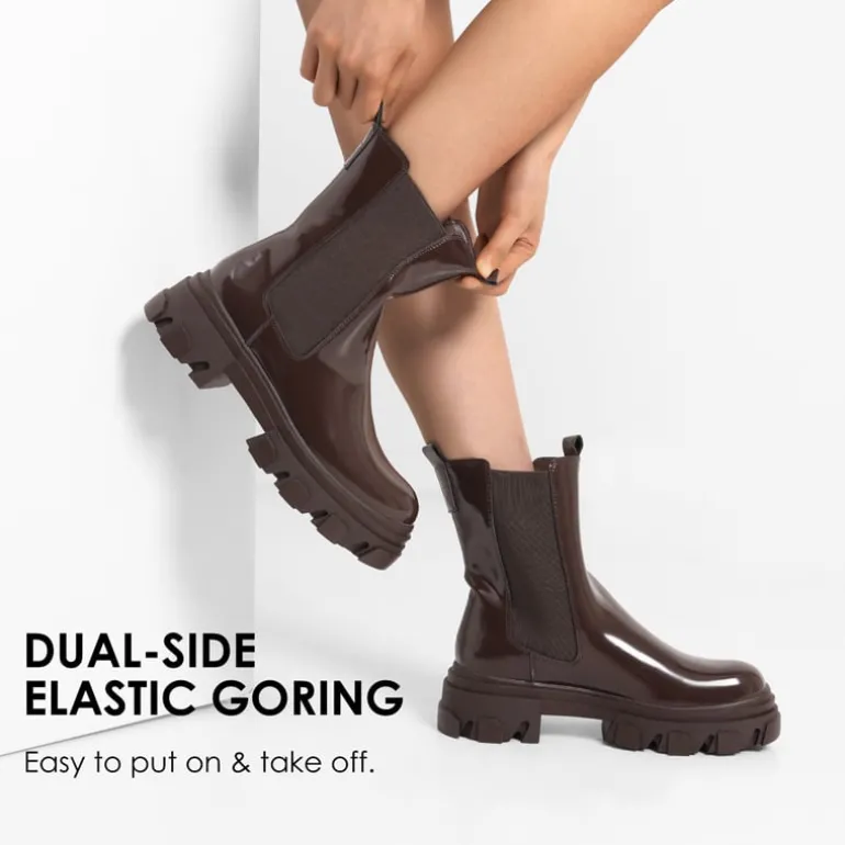 Mid Calf Chunky Chelsea Boots
