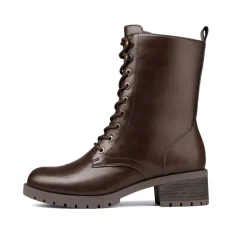 Mid Calf Chunky Lace Up Boots
