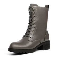Mid Calf Chunky Lace Up Boots
