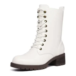 Mid Calf Chunky Lace Up Boots