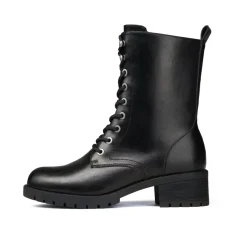 Mid Calf Chunky Lace Up Boots