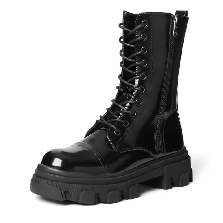 Mid Calf Combat Boots