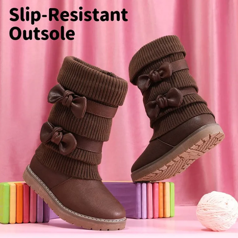 Mid Calf Faux Fur Lined Girls Snow Boots