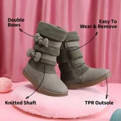 Mid Calf Faux Fur Lined Girls Snow Boots