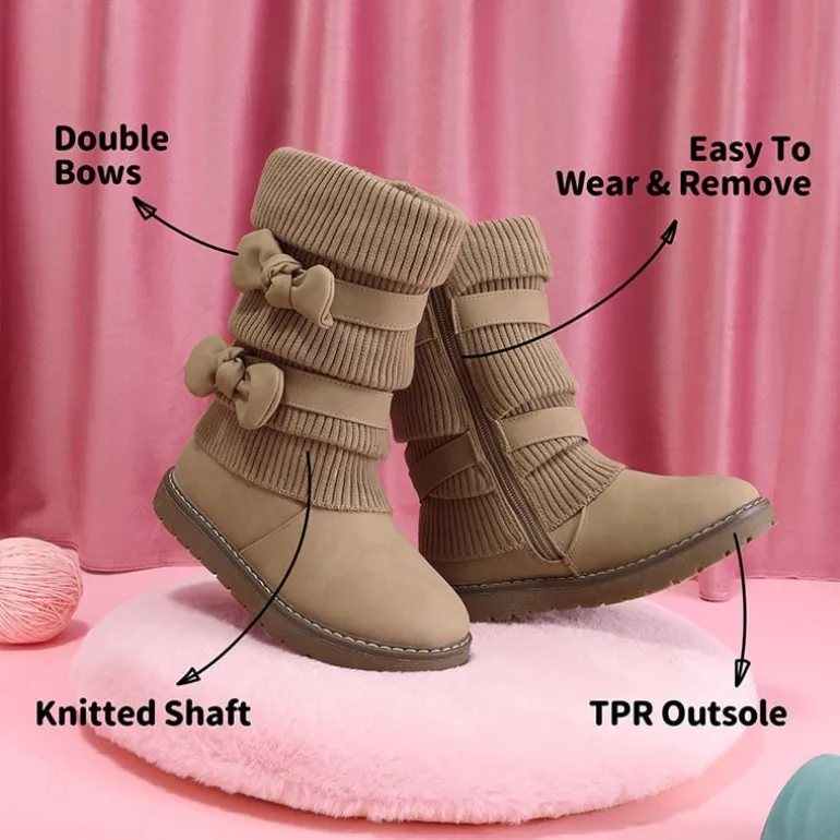 Mid Calf Faux Fur Lined Girls Snow Boots