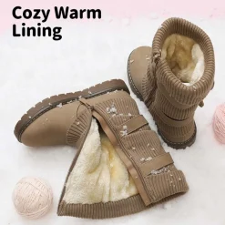 Mid Calf Faux Fur Lined Girls Snow Boots