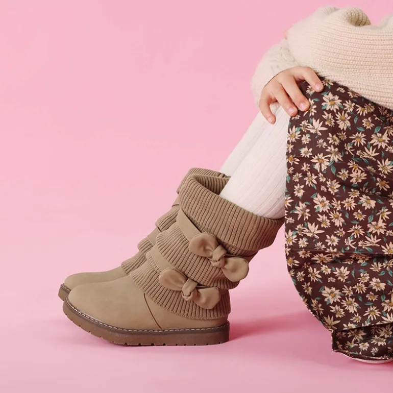Mid Calf Faux Fur Lined Girls Snow Boots