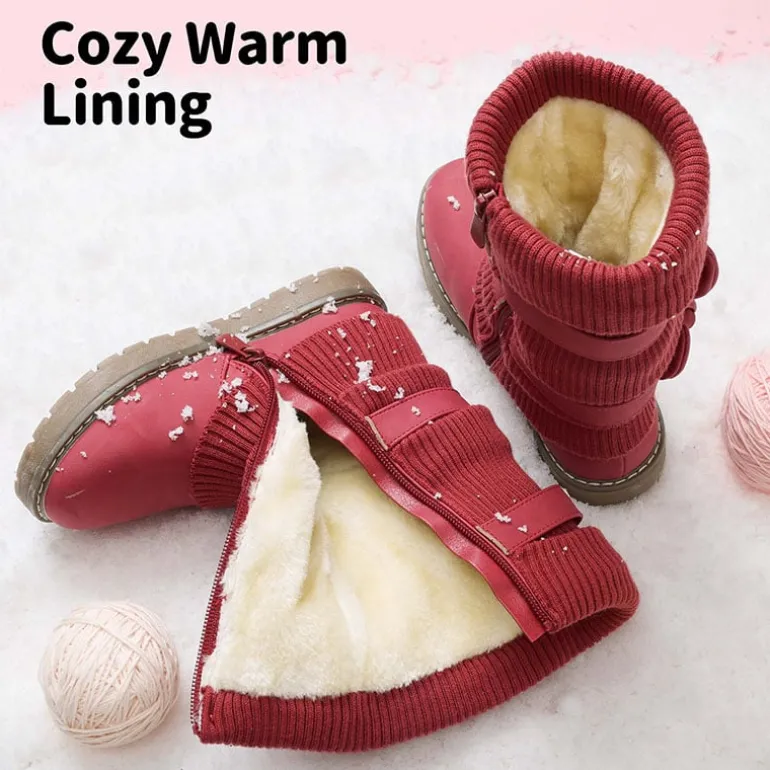 Mid Calf Faux Fur Lined Girls Snow Boots