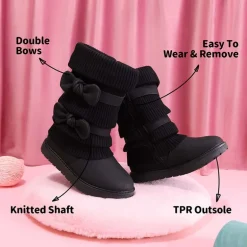 Mid Calf Faux Fur Lined Girls Snow Boots
