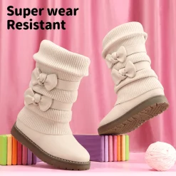 Mid Calf Faux Fur Lined Girls Snow Boots