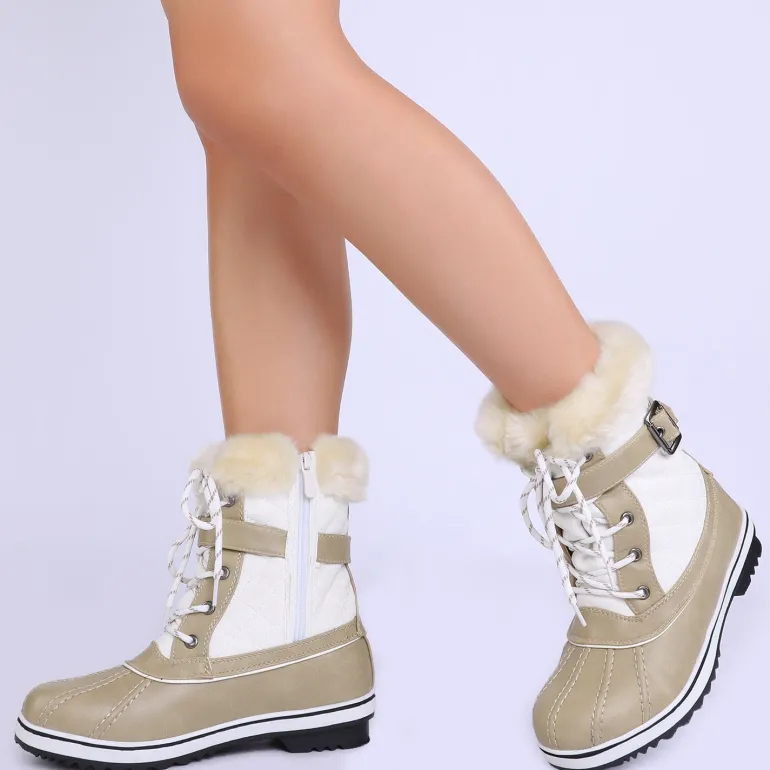 Mid Calf Faux Fur-Lined Winter Boots