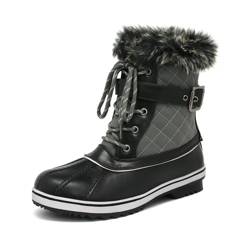 Mid Calf Faux Fur-Lined Winter Boots