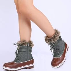 Mid Calf Faux Fur-Lined Winter Boots