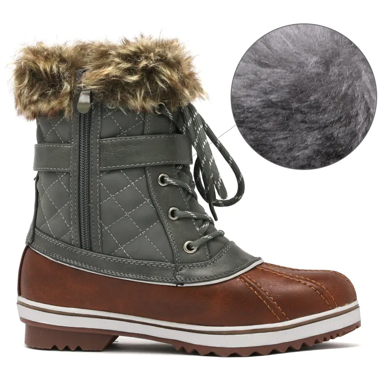 Mid Calf Faux Fur-Lined Winter Boots