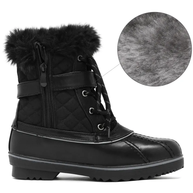 Mid Calf Faux Fur-Lined Winter Boots