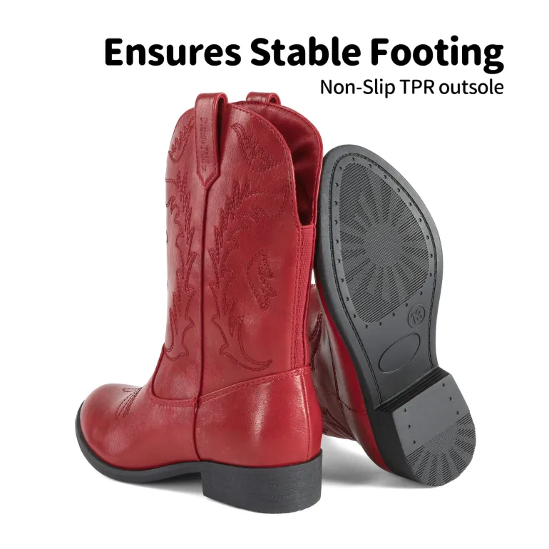 Mid Calf Kids Cowboy Riding Boots