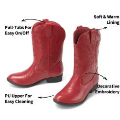 Mid Calf Kids Cowboy Riding Boots