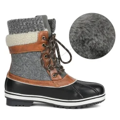 Mid Calf Lace Up Snow Boots