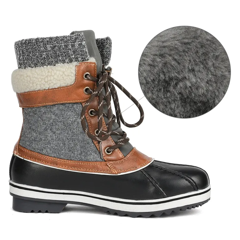 Mid Calf Lace Up Snow Boots