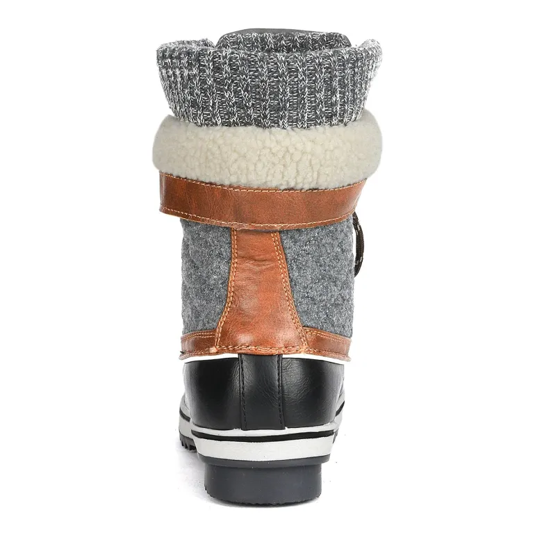 Mid Calf Lace Up Snow Boots