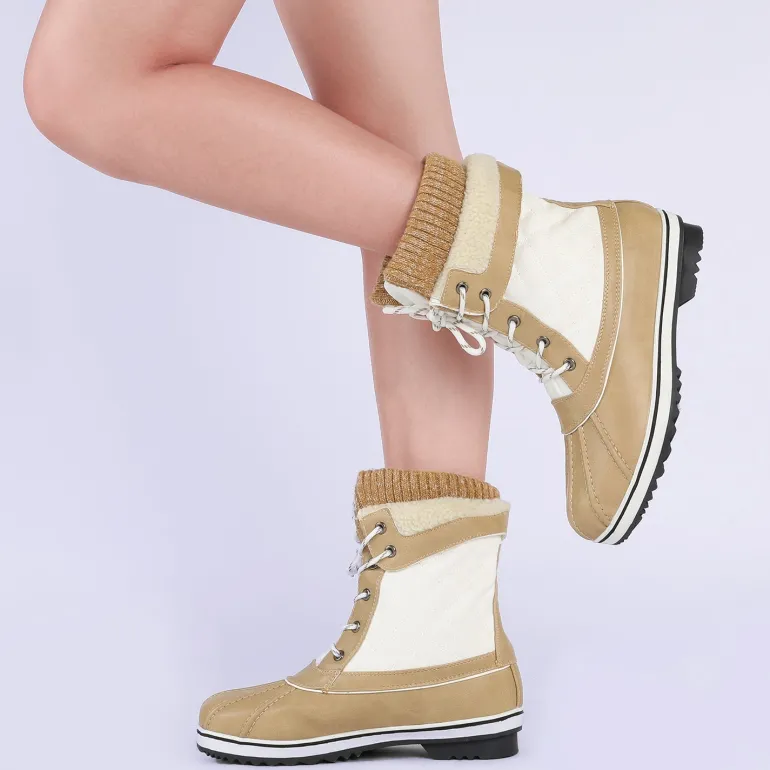 Mid Calf Lace Up Snow Boots