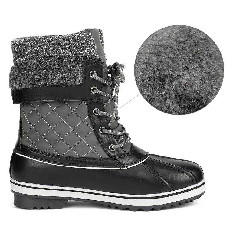 Mid Calf Lace Up Snow Boots
