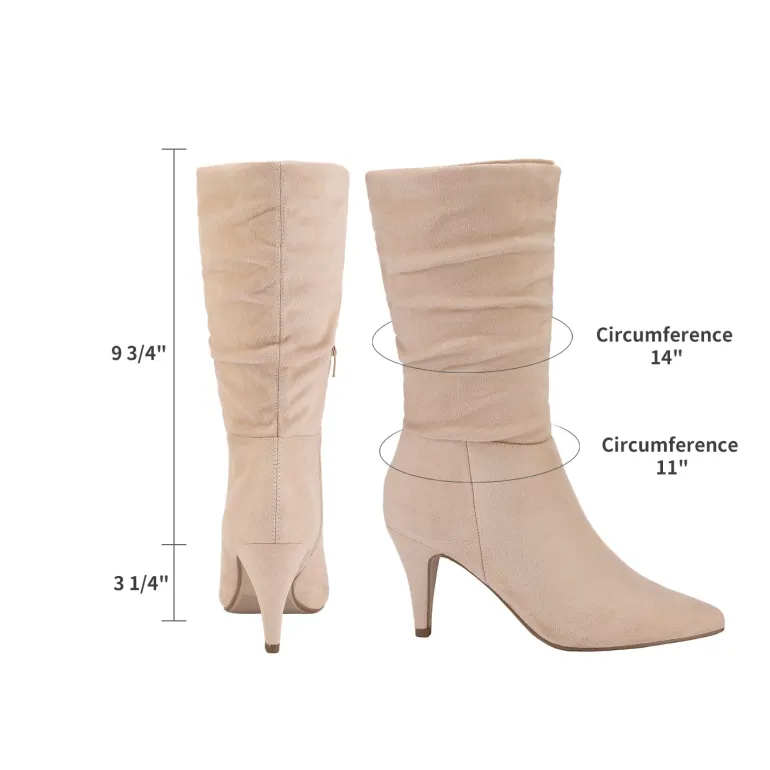 Mid-Calf Pointed Toe High Heel Boots