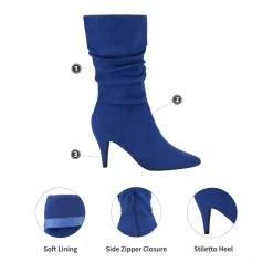 Mid-Calf Pointed Toe High Heel Boots