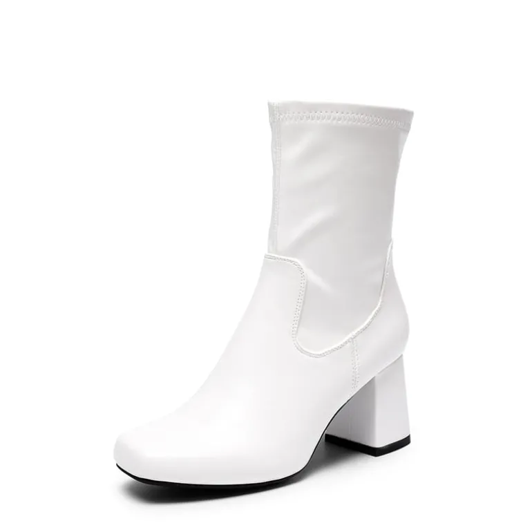 Mid Calf Square-Toe Gogo Boots